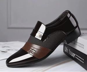 Zapatos de Vestir de Cuero Genuino para Hombre con Forro Suave, Zapatos Formales de Oficina Cómodos, Mocasines - Product Image 1