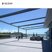 Auvent de terrasse rétractable Deezon avec cadre en aluminium, tissu résistant aux UV et à l'eau, pergola à toit pliable pour l'extérieur
