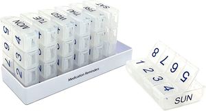 Pastillero de 56 Compartimentos Libre de BPA, Organizador Mensual Seguro para Vitaminas y Medicamentos - Product Image 2