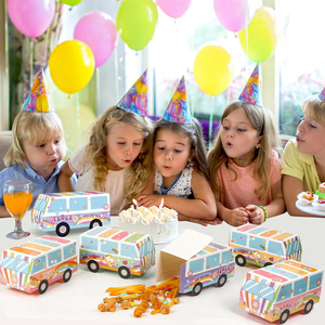 25 pz Groovy scatole per camion per feste retrò a tema Hippie con Logo personalizzabile Design rimovibile per centrotavola decorazione da tavola - Product Image 1