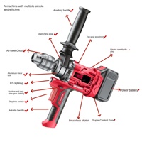 Perceuse sans fil à moteur sans balais, qualité industrielle, batterie lithium 18-21V 2.5Ah, vitesse variable réversible, perçage métal 10mm