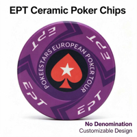 Jetons de poker en céramique haut de gamme, style EPT personnalisé, ensemble de casino, 10g, non toxiques, écologiques, durables, jeu de Texas Hold'em, logo personnalisé