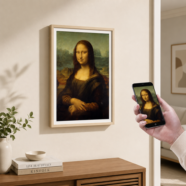 HAOCROWN Smart 21.5 Inch Android 11 Wooden NFT Digital Picture Frame LCD Wall Art Canvas Photo Frame for Home Museum Decoration