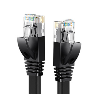 สายแพทช์อีเธอร์เน็ต Cat6 แบบแบน ความเร็วสูง 32AWG BC Conductor PVC UTP RJ45 8P8C สีดำ สายเคเบิลสื่อสารเครือข่าย LAN - Product Image 5