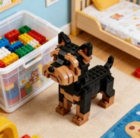 Modèle de Yorkshire Terrier en briques de plastique fait main, échelle 1:12, kit d'artisanat créatif pour jeu interactif parent-enfant