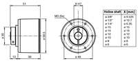 Encodeur rotatif incrémental ENI58IL-H12BA5-4096UD2-RC1 à arbre creux avec sortie universelle