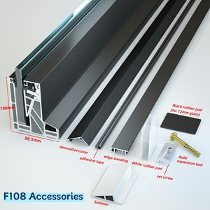 Rail en verre aluminium à profil en U, <span class=keywords><strong>fixation</strong></span> triangulaire à double rangée <span class=keywords><strong>de</strong></span> vis - Product Image 5