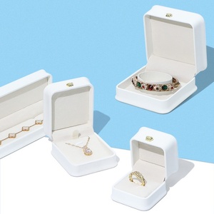 New Design Romantic Navy Blue Jewelry <b>Box</b> PU Surface Crown Necklace Ring Bracelet Jewelry <b>Box</b> Packaging With <b>LED</b> <b>Light</b> - Product Image 6