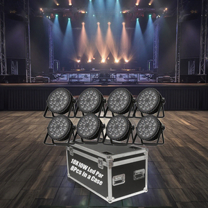 18x10W RGBW Flat LED Parcan Disco DMX512 Spotlights IP20 8Lamps in 1 Flycase Beam Effect DJ Led Light Stage Lighting for Wedding - Product Image 1