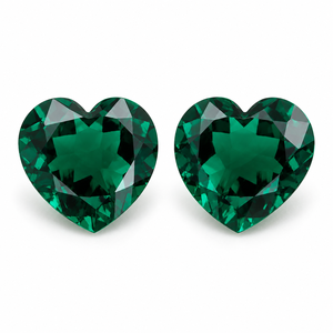 Smeraldo <span class=keywords><strong>Verde</strong></span> Zambiano Sintetico Taglio a Cuore all'Ingrosso, Gemma Sciolta Lucidata con Valutazione di Terze Parti per Creazione Gioielli - Product Image 1