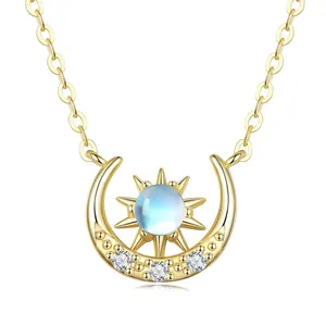 Jiangyuan Elegant women fine jewelry collana in argento sterling 925 con stella e luna collana con catena a cuore in argento