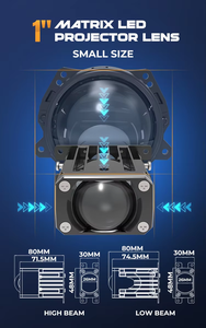 Projecteur <span class=keywords><strong>LED</strong></span> matriciel 1 pouce 20W <span class=keywords><strong>12V</strong></span> pour phare de voiture, mini feu de route/antibrouillard, feux de croisement/feux de route, phare LHD, projecteur automobile - Product Image 5