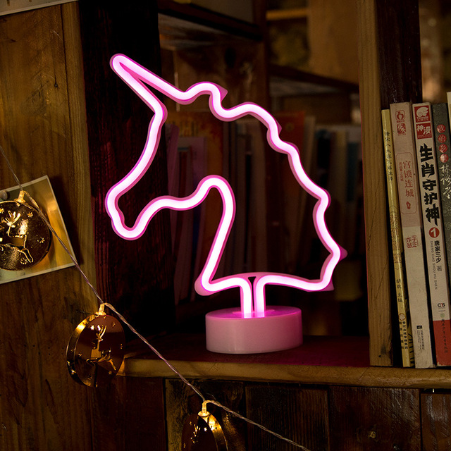 Kanlong Customizable Unicorn Designs Acrylic Luminous Custom Table Stand Led Sign Neon Night Light