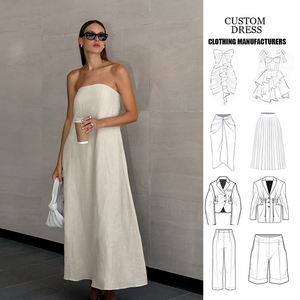 Holiday Summer Beach Cotton Linen Casual Strapless Loose Off Shoulder Long <strong>Dress</strong> Women <strong>With</strong> <strong>Pockets</strong> - Product Image 1