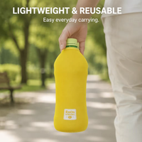 Refroidisseur de bouteille portable jaune en néoprène avec fermeture éclair et logo personnalisé |   Porte-bouteille d'eau isotherme avec fermeture à glissière