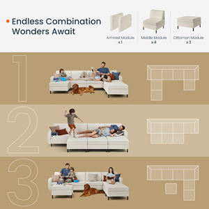 Canapé d'angle modulaire <span class=keywords><strong>SONGMICS</strong></span> <span class=keywords><strong>HOME</strong></span>, design moderne, 7 places, meubles de maison, canapé d'angle pour salon - Product Image 2