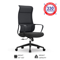 Chaise de bureau ergonomique robuste en maille noire pour ordinateur, idéale pour les managers - Mobilier de bureau Silla Oficina