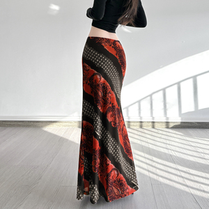 Falda plisada vintage china con estampado floral hasta la rodilla para mujer, transpirable, de malla, con cintura natural, para otoño y playa, antiarrugas, de secado rápido. - Product Image 6