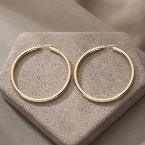 Boucles d'oreilles créoles de mode, boucles d'oreilles créoles personnalisées, boucles d'oreilles créoles de luxe plaquées or, cuivre et laiton, bijoux en or Oro Joyeria - Product Image 2