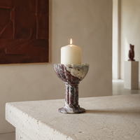 Support de bougie sculptural en marbre violet luxueux NANWEI pour la décoration de la maison, des hôtels et des tables à manger