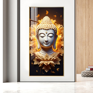 HUAMIAO Wholesale <strong>Buddha</strong> Crystal Porcelain <strong>Painting</strong> Modern <strong>Buddha</strong> With Lotus Wall Picture Wall Art <strong>Painting</strong> - Product Image 3