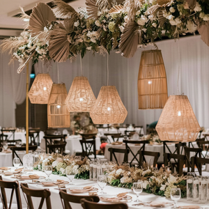 โคมไฟติดเพดาน,โคมไฟหวายทรงกรวยสานด้วยมือหลากสีโคมไฟหวายเวียดนาม - Product Image 1