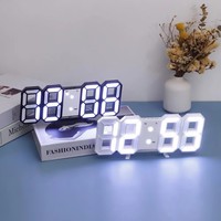 Jam Dinding LED Digital 3D Grosir Modern Jam Alarm Pelajar Fitur Fotosensitif Pintar Kreatif Sederhana Snooze Usb Plastik