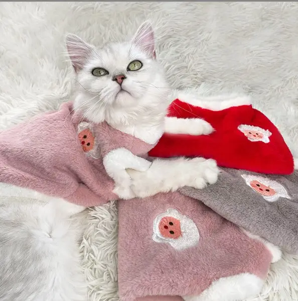 Vêtements de chat automne hiver chaud lapin gilet en peluche vêtements pour chiens de compagnie