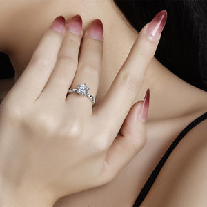 Fedi nuziali da sposa di lusso con vero diamante regalo donna uomo Fine S925 <span class=keywords><strong>argento</strong></span> Sterling <span class=keywords><strong>D</strong></span> Grade VVS 2 carati anello Moissanite con GRA - Product Image 2