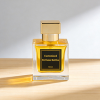 Flacon de parfum carré en verre de 50 ml, forme cube unique, avec vaporisateur fin pour mélange de parfums DIY