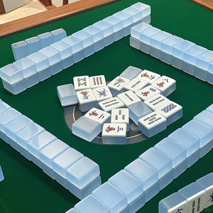 Juego de Mahjong de Lujo Personalizado en Acrílico Azul Moderno <span class=keywords><strong>con</strong></span> Cristales de Hong Kong, 144/166 Fichas, <span class=keywords><strong>Ajedrez</strong></span>/Cartas, Regalo para el Hogar - Product Image 1