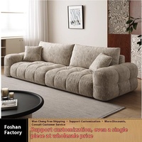 Canapé modulable moderne et simple en coton, tissu chenille crème, ligne droite, nuages de bonbons, pour petit appartement
