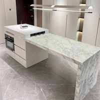 Table îlot rétractable Cream Wind Island pour la maison, avec plateau en pierre, personnalisable pour petits appartements