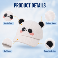 Casquette en velours côtelé pour bébé, forme animale, bord souple, faible MOQ, commande en gros directe usine, chapeau de soleil extérieur pour nourrisson et tout-petit