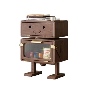 Mesita de noche de madera con forma de robot, mesa de suelo de madera maciza para dormitorio, sala de estar, sofá, mesa auxiliar, mesita de noche creativa para niños - Product Image 4