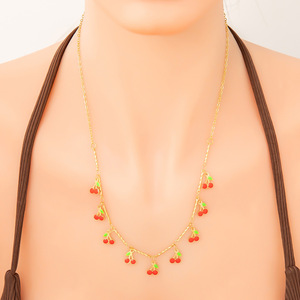 สร้อยข้อมือเชอร์รี่ชาร์มสำหรับผู้หญิงโทนสีทองดีไซน์ผลไม้เครื่องประดับฤดูร้อนเครื่องประดับแฟชั่น - Product Image 3