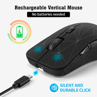 Ratón Óptico Inalámbrico Recargable BT 5.0 + 2.4G con Retroiluminación de 6 Botones y 7 Colores RGB, Ergonómico, Silencioso, para Juegos, para Ordenador Portátil, PC, Oficina