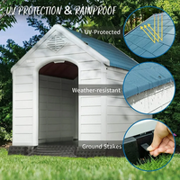 Pawise modernes Outdoor Indoor Kunststoff-Haustier-Hundehaus in mehrfacher Größe mit erhöhten Boden und Lüftungsöffnungen für kleine mittlere große Hunde