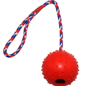 Prickly Ball-cuerda para Piercing para perros, juguete interactivo resistente a mordeduras, juego de recompensa para mascotas, pelota de goma para entrenamiento K9 con cuerda