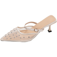 Mules à talon aiguille et bout pointu ornées de strass pour femme – Nouvelle collection été en maille à talon haut
