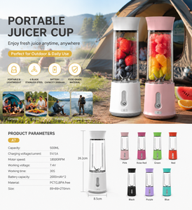 Mixeur personnel portable pour glace pilée, smoothies et jus de fruits, avec fonction extracteur de jus rechargeable pour fruits rouges congelés - Product Image 4