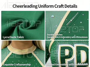 Uniforme de cheerleading rouge, blanc et noir, <span class=keywords><strong>robe</strong></span> à manches longues et épaules dénudées <span class=keywords><strong>avec</strong></span> strass pour les matchs de football et de basketball professionnels - Product Image 6
