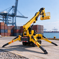 Grue araignée sur chenilles diesel, capacité de levage de 5 tonnes, plateforme de travail aérienne avec panier pour personnel en option