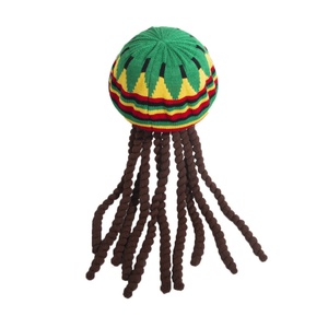 Bonnets, Bérets, Casquettes rayées, Chapeaux en fil tressé pour perruques, style européen-américain, à motifs feuille arc-en-ciel, pour Halloween, Hip-hop, Reggae, <span class=keywords><strong>Dreadlocks</strong></span> - Product Image 4