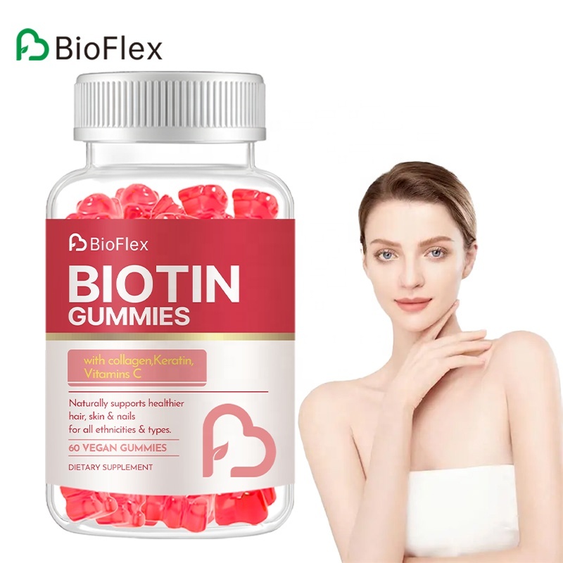 OEM Private Label Hair Growth Gummies Whitening Biotin Collagen Keratin Gummy Supplement With Vitamin C For Hair Skin And Nails