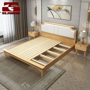 <span class=keywords><strong>Lit</strong></span> rembourré en bois massif de haute qualité, cuir souple simple, <span class=keywords><strong>lit</strong></span> Double, pour chambre principale - Product Image 6