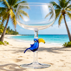 Copa de Vino Transparente 3D con Diseño de Loro Azul, Hecha a Mano y Personalizada al por Mayor, para Decoración de Bar en Casa - Product Image 2