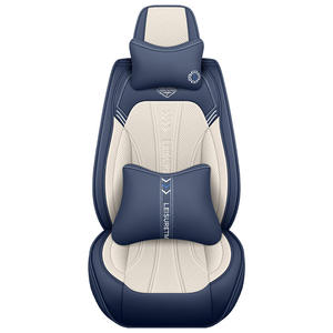 Housse siège luxe cuir couvre chaises voiture rouge housse de siège de voiture sièges ensemble complet - Product Image 1