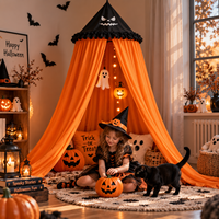 Chapeau de sorcière d'Halloween pour enfants, en coton, conique, pour lit, baldaquin suspendu au plafond, rideau de lit, décoration de chambre gothique, tente, installation facile