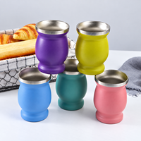 Tasse à Yerba Maté en Acier Inoxydable à Double Paroi de 8 oz avec Logo Personnalisé, Forme Gourde Argentinienne, Grande Tasse à Thé avec Paille Bombilla